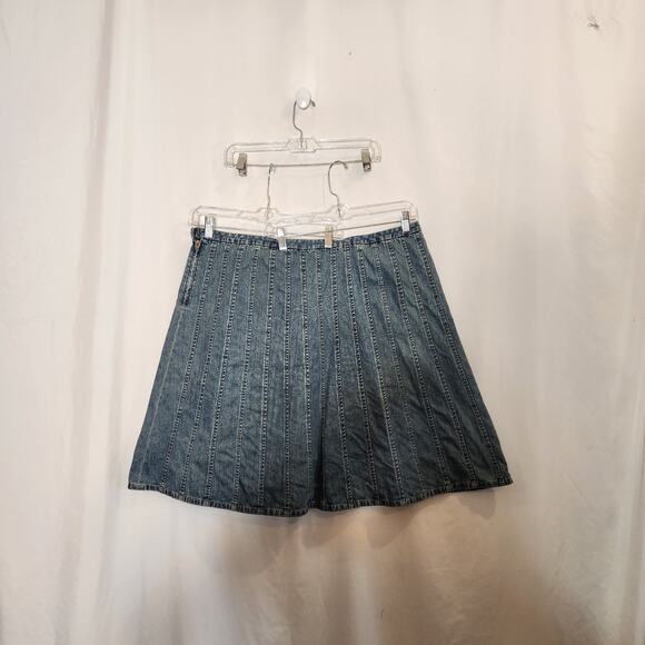 CHRISTOPHER & BANKS CJ BANKS Y2k Blue Denim Multi Panel Pleated Skirt Women 20W - Picture 3 of 10